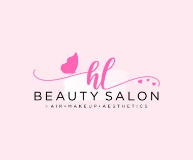 HL kadın logo koleksiyonu şablonu. İlk imzalı el yazısı logosu, düğün, moda, mücevher, butik, çiçek ve botanik, herhangi bir şirket veya işletme için yaratıcı şablona sahip..