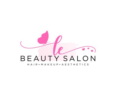 LE kadınsı logo koleksiyonu şablonu. İlk imzalı el yazısı logosu, düğün, moda, mücevher, butik, çiçek ve botanik, herhangi bir şirket veya işletme için yaratıcı şablona sahip..