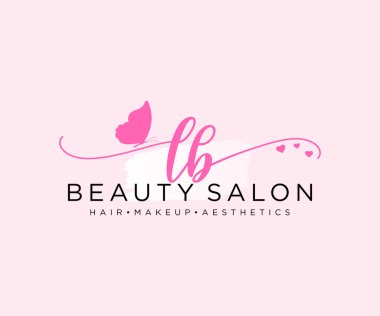 LB kadınsı logo koleksiyonu şablonu. İlk imzalı el yazısı logosu, düğün, moda, mücevher, butik, çiçek ve botanik, herhangi bir şirket veya işletme için yaratıcı şablona sahip..