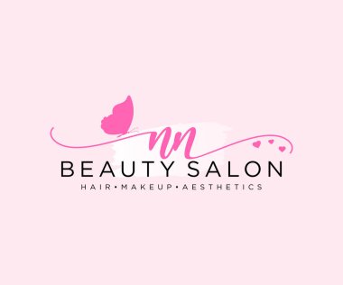 NN kadınsı logo koleksiyonu kalıpları. İlk imzalı el yazısı logosu, düğün, moda, mücevher, butik, çiçek ve botanik, herhangi bir şirket veya işletme için yaratıcı şablona sahip..