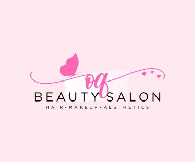 OQ kadınsı logo koleksiyonu şablonu. İlk imzalı el yazısı logosu, düğün, moda, mücevher, butik, çiçek ve botanik, herhangi bir şirket veya işletme için yaratıcı şablona sahip..