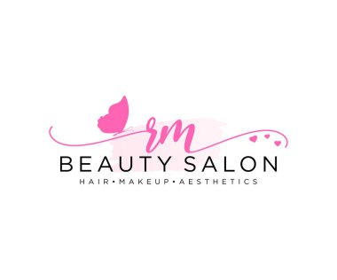 RM kadınsı logo koleksiyonu şablonu. İlk imzalı el yazısı logosu, düğün, moda, mücevher, butik, çiçek ve botanik, herhangi bir şirket veya işletme için yaratıcı şablona sahip..