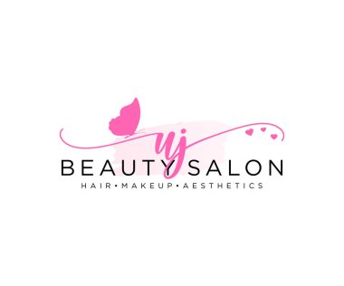 UJ kadın logo koleksiyonu şablonu. İlk imzalı el yazısı logosu, düğün, moda, mücevher, butik, çiçek ve botanik, herhangi bir şirket veya işletme için yaratıcı şablona sahip..