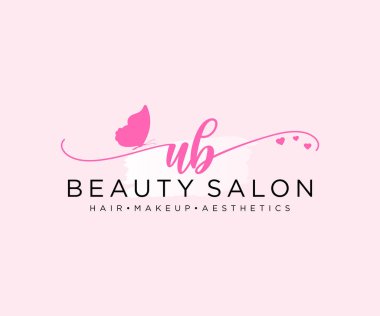 UB kadınsı logo koleksiyonu şablonu. İlk imzalı el yazısı logosu, düğün, moda, mücevher, butik, çiçek ve botanik, herhangi bir şirket veya işletme için yaratıcı şablona sahip..