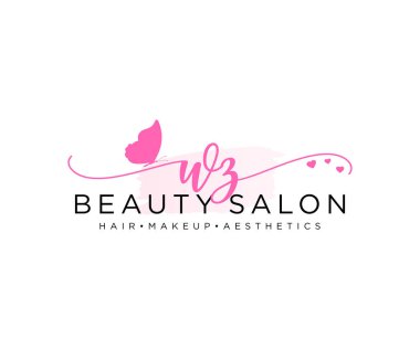 WZ kadın logo koleksiyonu şablonu. İlk imzalı el yazısı logosu, düğün, moda, mücevher, butik, çiçek ve botanik, herhangi bir şirket veya işletme için yaratıcı şablona sahip..