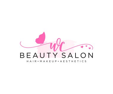 WC kadınsı logo koleksiyonu şablonu. İlk imzalı el yazısı logosu, düğün, moda, mücevher, butik, çiçek ve botanik, herhangi bir şirket veya işletme için yaratıcı şablona sahip..