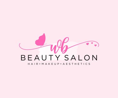 WB kadınsı logo koleksiyonu şablonu. İlk imzalı el yazısı logosu, düğün, moda, mücevher, butik, çiçek ve botanik, herhangi bir şirket veya işletme için yaratıcı şablona sahip..
