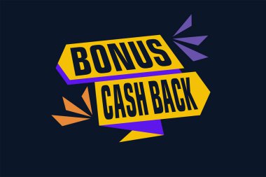 Bonus Cash Back etiketleri pankart tasarımı. Festival şablonu davetiye kartları, el ilanları, posterler için kullanılabilir