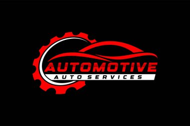 Konsept spor araç silueti ile otomatik araba logosu tasarımı.