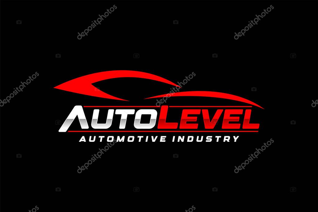 Auto style car logo design with concept sports vehicle icon silhouette.