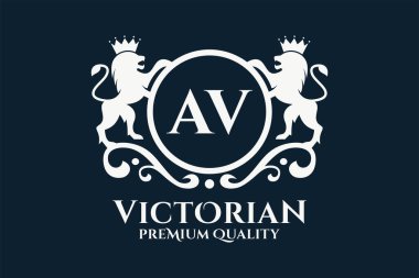 Luxury Letter AV crest Gold color Logo vector, Victory logo, crest logo, wing logo, vector logo template clipart