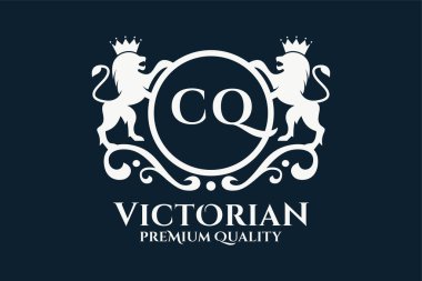 Luxury Letter CQ crest Gold color Logo vector, Victory logo, crest logo, wing logo clipart
