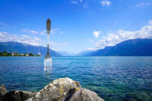 stock image Lake Geneva as seen from the town of Vevey