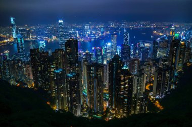hong Kong gece görünümünden victoria peak