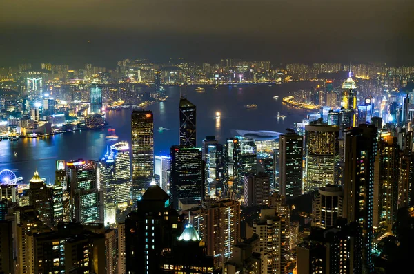 Nachtansicht Des Hongkong Vom Victoria Gipfel — Stockfoto
