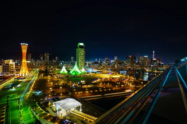 Vista Nocturna Ciudad Portuaria Kobe — Foto de Stock