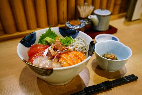 Rice Bowl Topped Seafood Kaisen Don — Stock Photo, Image