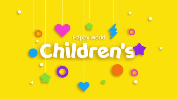 Krásný Happy Dětský Den Animace Kreslení Videa — Stock video