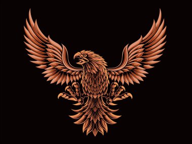 Klasik stil kartal vektör tasarımı, renk düzenlenebilir