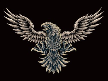 Klasik stil kartal vektör tasarımı, renk düzenlenebilir