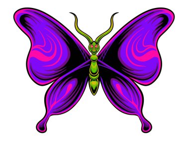 Klasik oymalı stil kelebek vektör tasarımı, renk düzenlenebilir