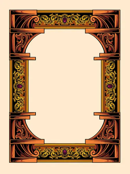  Klasik stil oymalı ögeler için düzenlenebilir renk içeren lüks çerçeve tebrik kartı vektör tasarımı