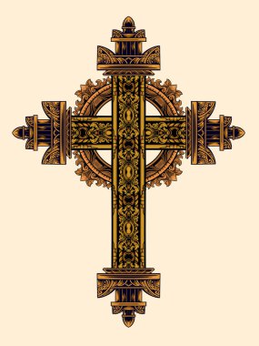 Klasik stil Hristiyan çapraz vektör tasarımı, düzenlenebilir renk
