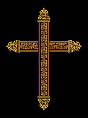 Süslü Hıristiyan çapraz vektör tasarımı