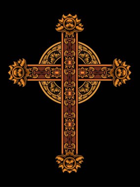 Süslü Hıristiyan çapraz vektör tasarımı