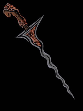 Geleneksel silah keris vektör tasarımı