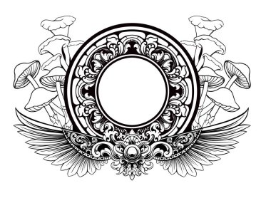 Çizgi sanatı vintage çerçeve vektör tasarımı