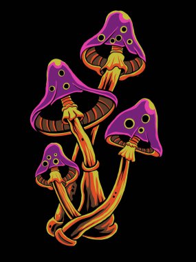 Elementler için illüstratör mantar tasarımı, düzenlenebilir renkler