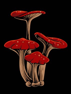 Elementler için illüstratör mantar tasarımı, düzenlenebilir renkler
