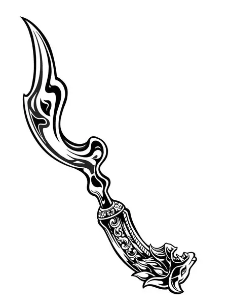 Sundan 'ın geleneksel silah vektörü keris kujang tasarım lineart