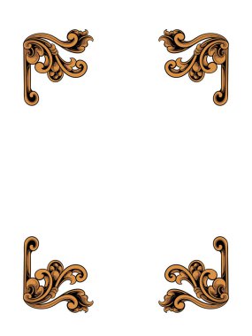 Kenarlık için oymalı süs unsuru tasarımı, düzenlenebilir renk