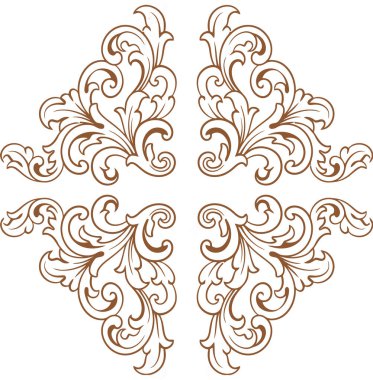 Barok oymalı. Viktorya dönemi çiçek süsleri, klasik dekoratif çerçeve elementleri. Düğün davetiyesi ve tebrik kartları için vektör illüstrasyonu, romantik davetiyeler.