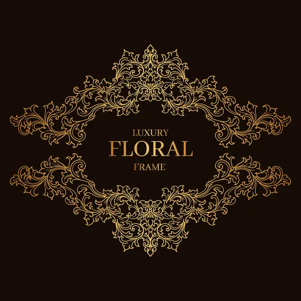 Siyah arkaplanda altından yapılmış zarif bir süs çerçevesi..