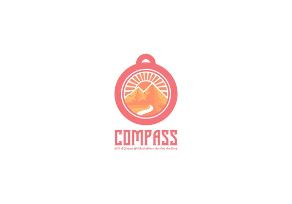 Kompassi Logo Suunnittelu Vuori Vektori — vektorikuva