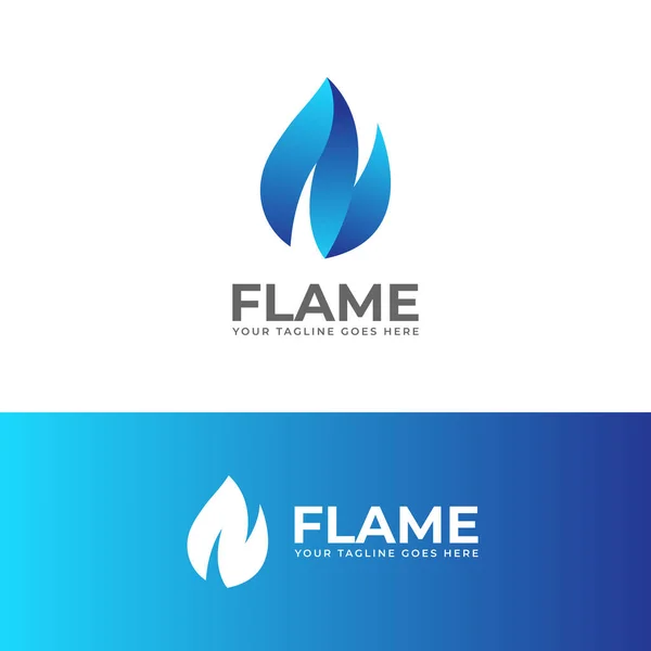 Flama Azul Logotipo Vector Diseño Inicial Letra Forma — Vector de stock