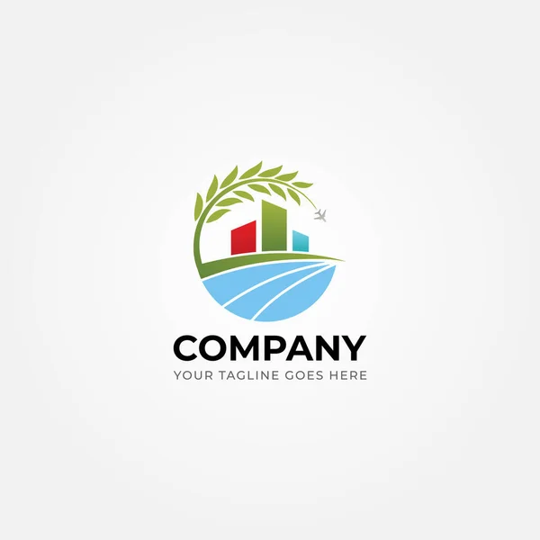Projektowanie Logo Wektora Nowoczesnego Rolnictwa Plantacji Produktów Naturalnych Rolników Zbiorów — Wektor stockowy