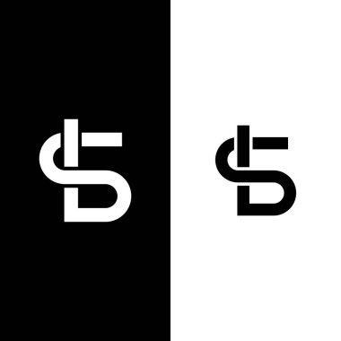 Siyah ve Beyaz LS İlk Monogram Logo Vektör Tasarımı