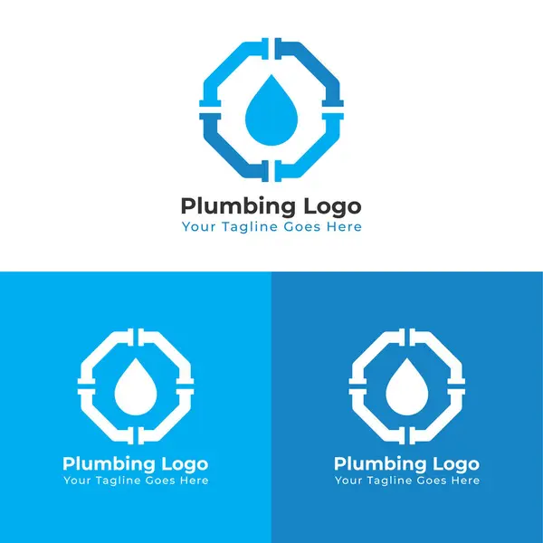 Modèle Logo Plomberie Vecteur Conception — Image vectorielle