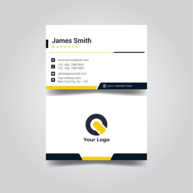 Zarif sarı ve siyah Şirket Kartı Yazdırma Şablonu