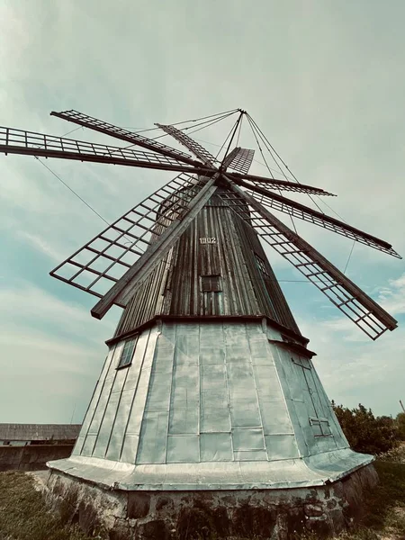 The big blades of old windmill, Pustovity village, Kyiv region, Ukraine