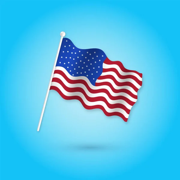 Bandera Americana Estilo Ondulado Realista — Archivo Imágenes Vectoriales