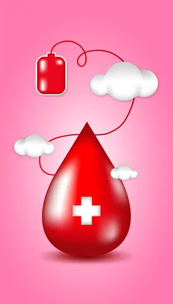 Donere Blod Plakat Til Bloddonation Dag Måned Kampagne Medicinske Formål – Stock-vektor
