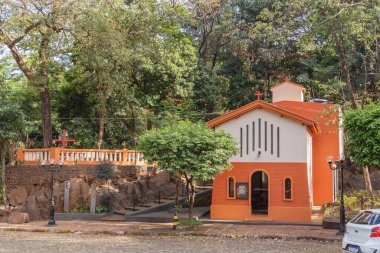 Ribeiro Preto Sao Paulo Brazil - 15 Haziran 2022: Ribeiro Preto şehrinden yedi kilise ve kilise seti.