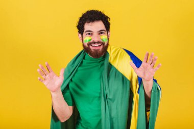 Brezilyalı, sakallı, Brezilyalı futbol fanatiği, hayran, vay canına, inanılmaz, inanılmaz.