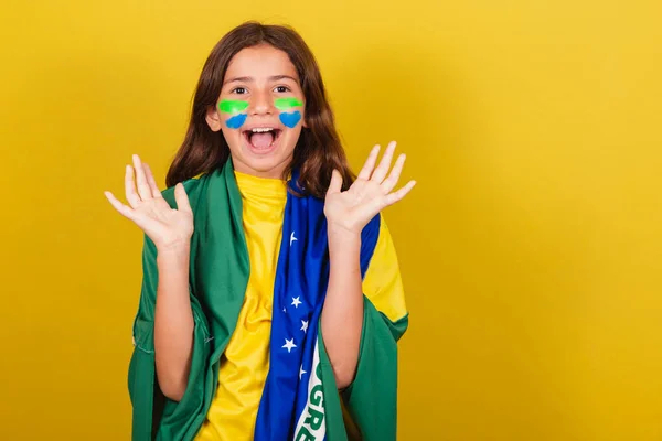 巴西孩子 难以置信 难以置信 世界杯 奥运会 足球迷 — 图库照片