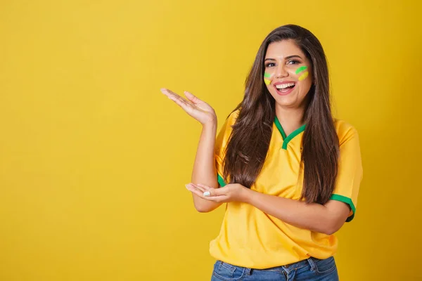Brezilya Nın Kadın Taraftarı 2022 Dünya Kupası Futbol Şampiyonası Sol — Stok fotoğraf